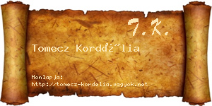 Tomecz Kordélia névjegykártya